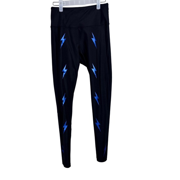 Electric‎ Yoga Leggings Black Blue Lightning Bolt Athleisure Women Size Small - Picture 1 of 7